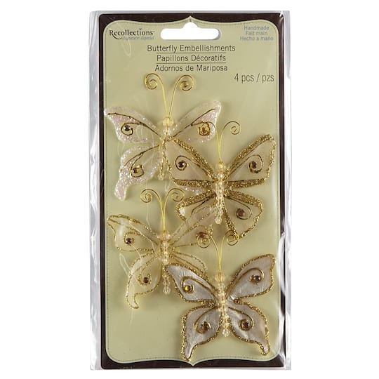12 Packs: 4 ct. (48 total) Glacee Butterfly Embellishments by Recollections
